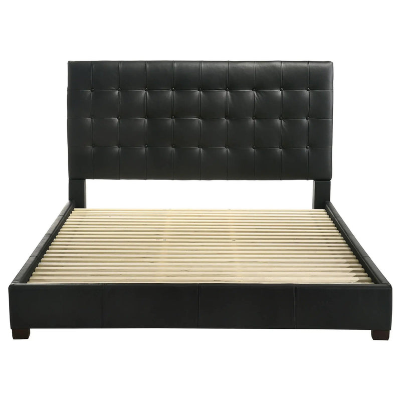 Medley Genuine Leather Eastern King Platform Bed Black by Unique Piece Furniture