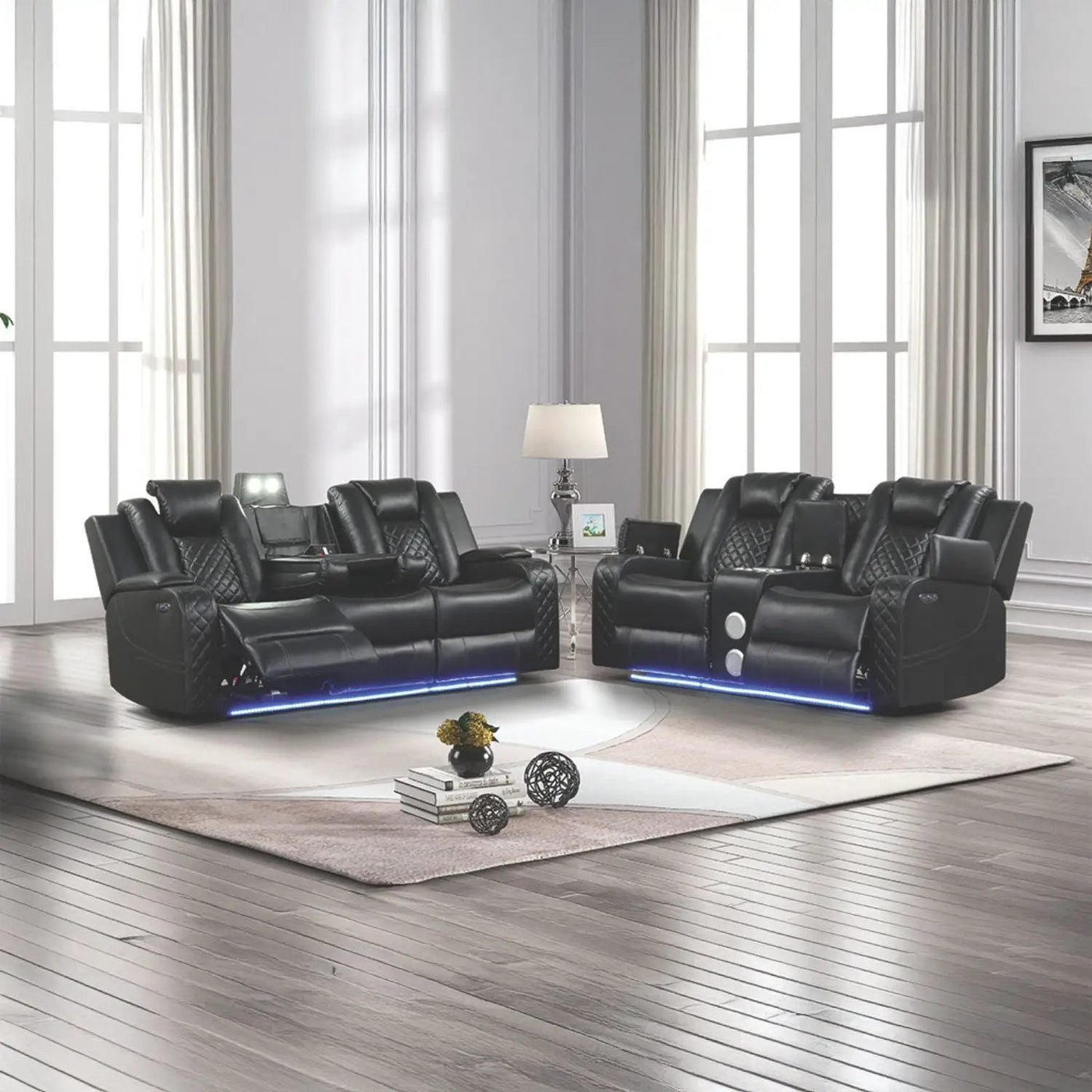 Benz - LED & Power Recliner With Adjustable Headrests And Ambient LED Lighting by HouseOfZazla