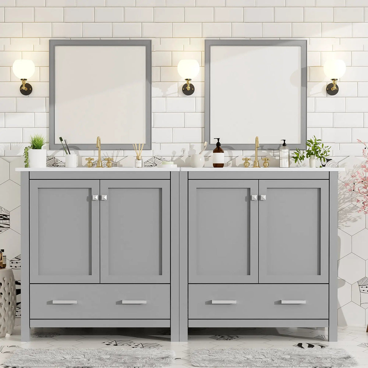 60" White Bathroom Vanity Set by HouseOfZazla