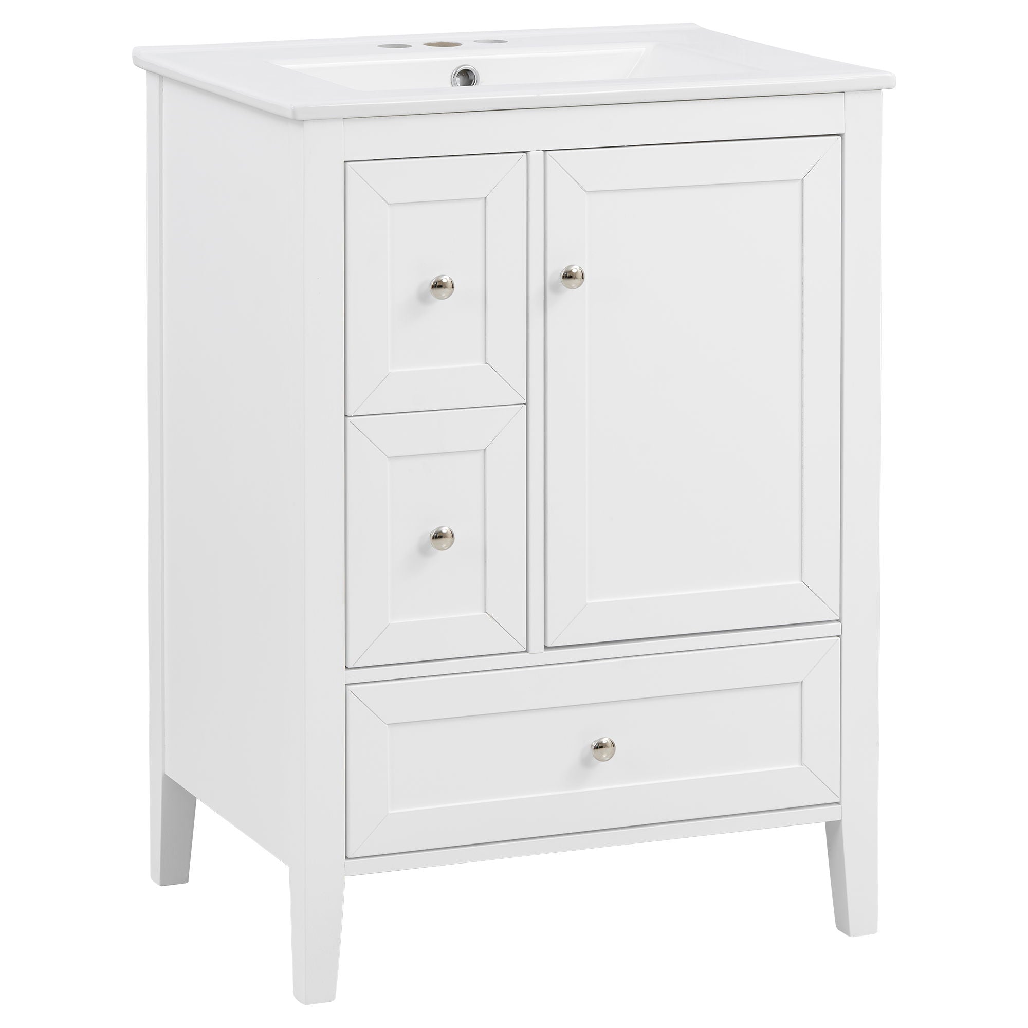 Modern Bathroom Vanity With Sink, Soft Close Drawers & Door, Storage Rack by HouseOfZazla