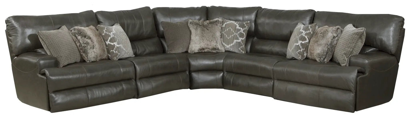 Como - 5 Piece Italian Leather Match Reclining Sectional by Unique Piece Furniture