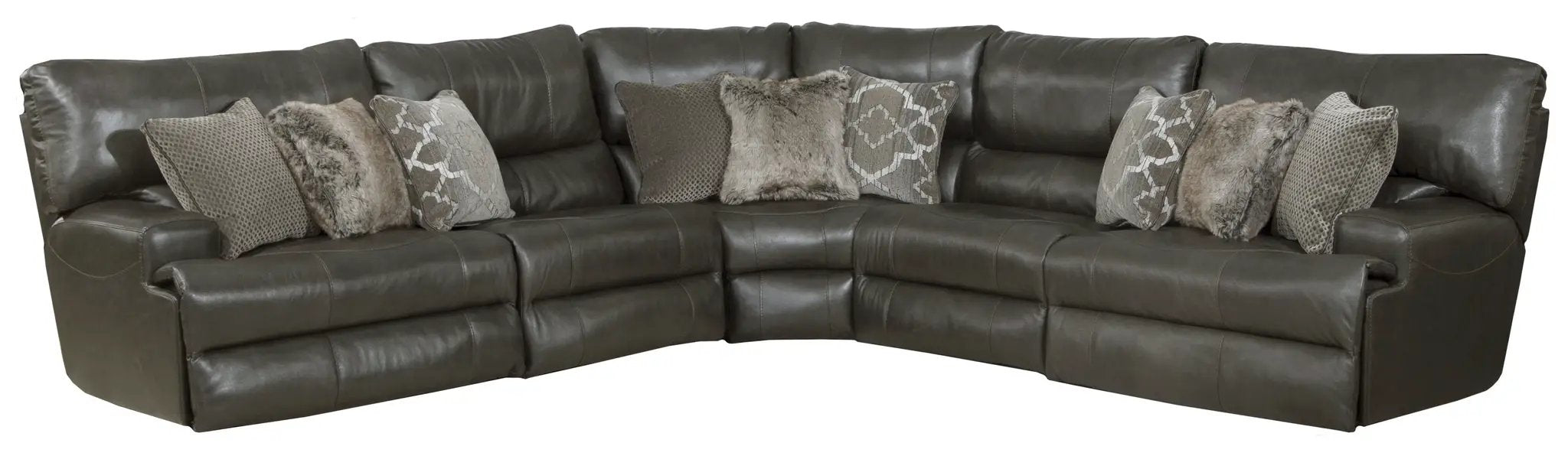 Como - 5 Piece Italian Leather Match Reclining Sectional by Unique Piece Furniture