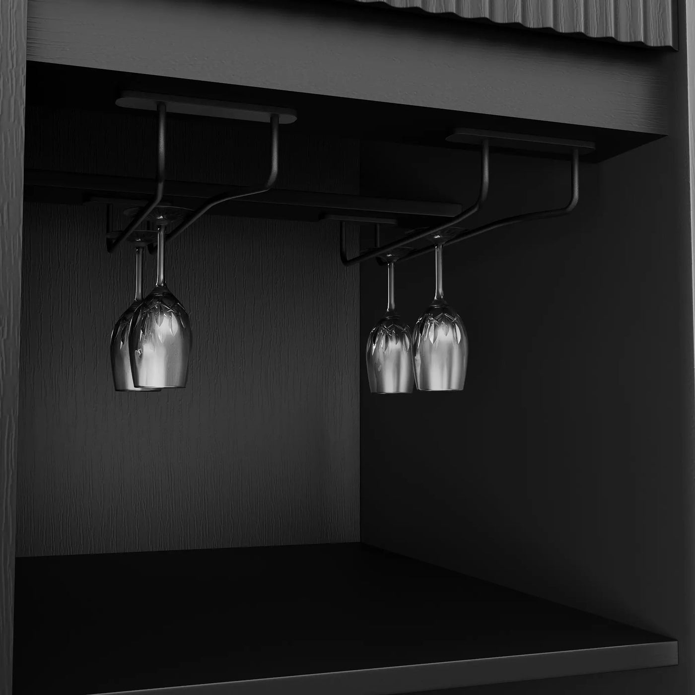 51.2" Modern Fluted Bar Cabinet with Fridge Compartment by HouseOfZazla