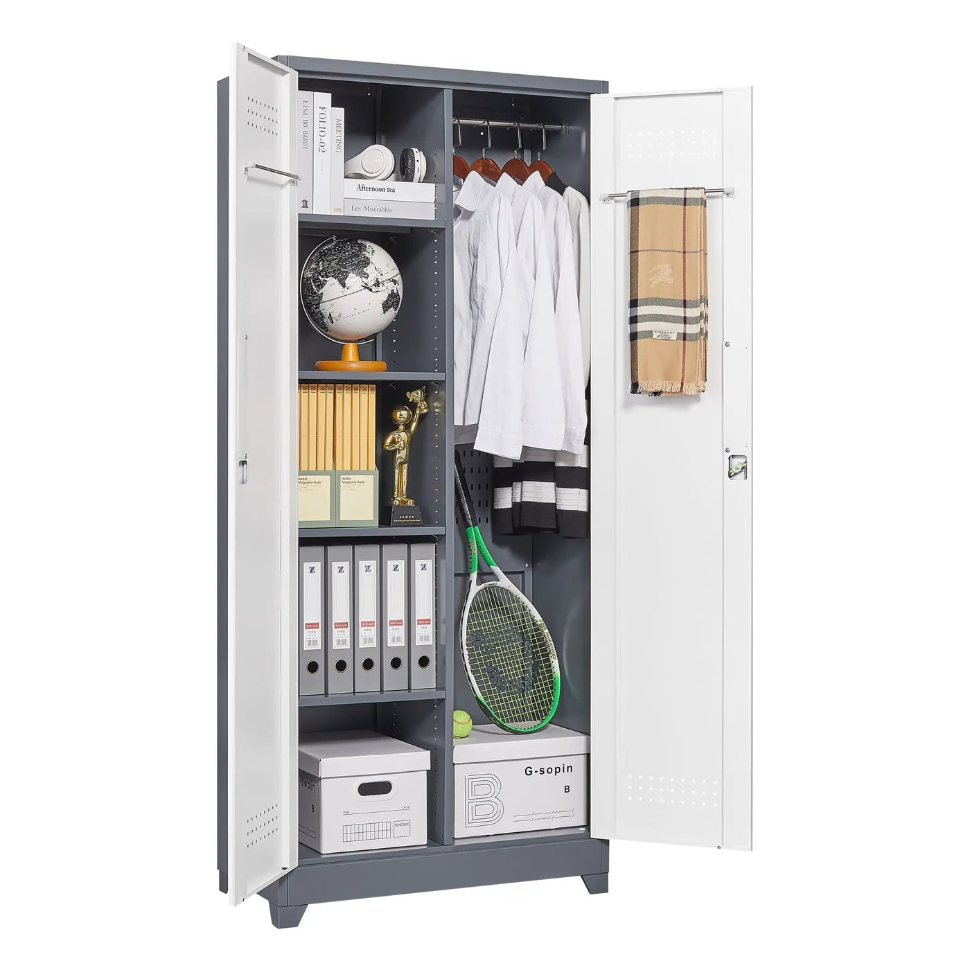 Lockers With Locking Doors, Adjustable Shelves, High Broom Tool Storage Cabinet by HouseOfZazla