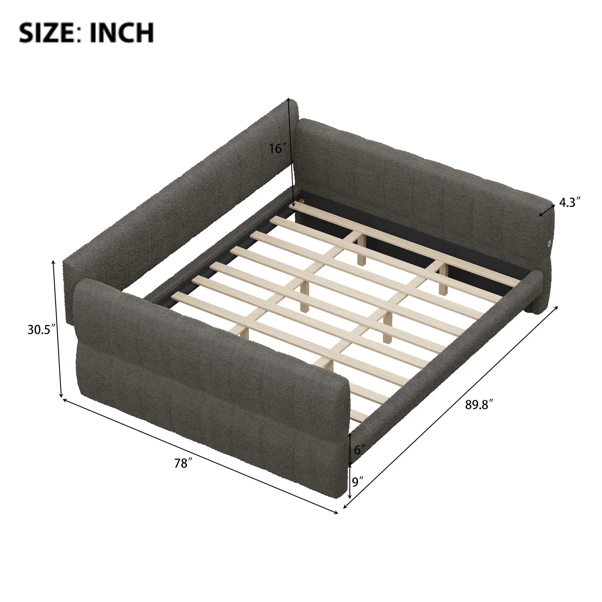 Upholstered Platform Bed With USB Charging