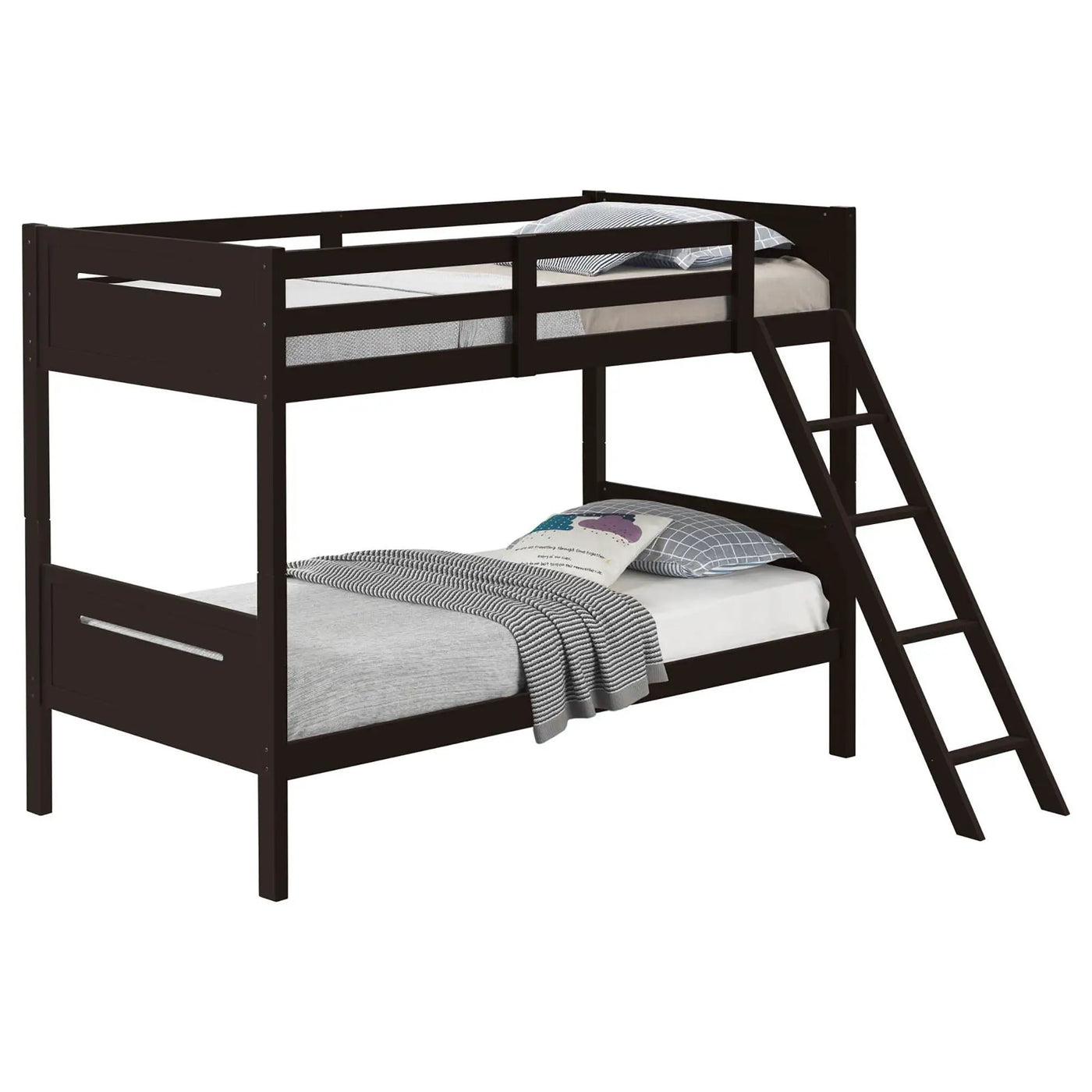 Bunk Bed With Built In Ladder, Safety Guardrails And Angled Access Step by HouseOfZazla
