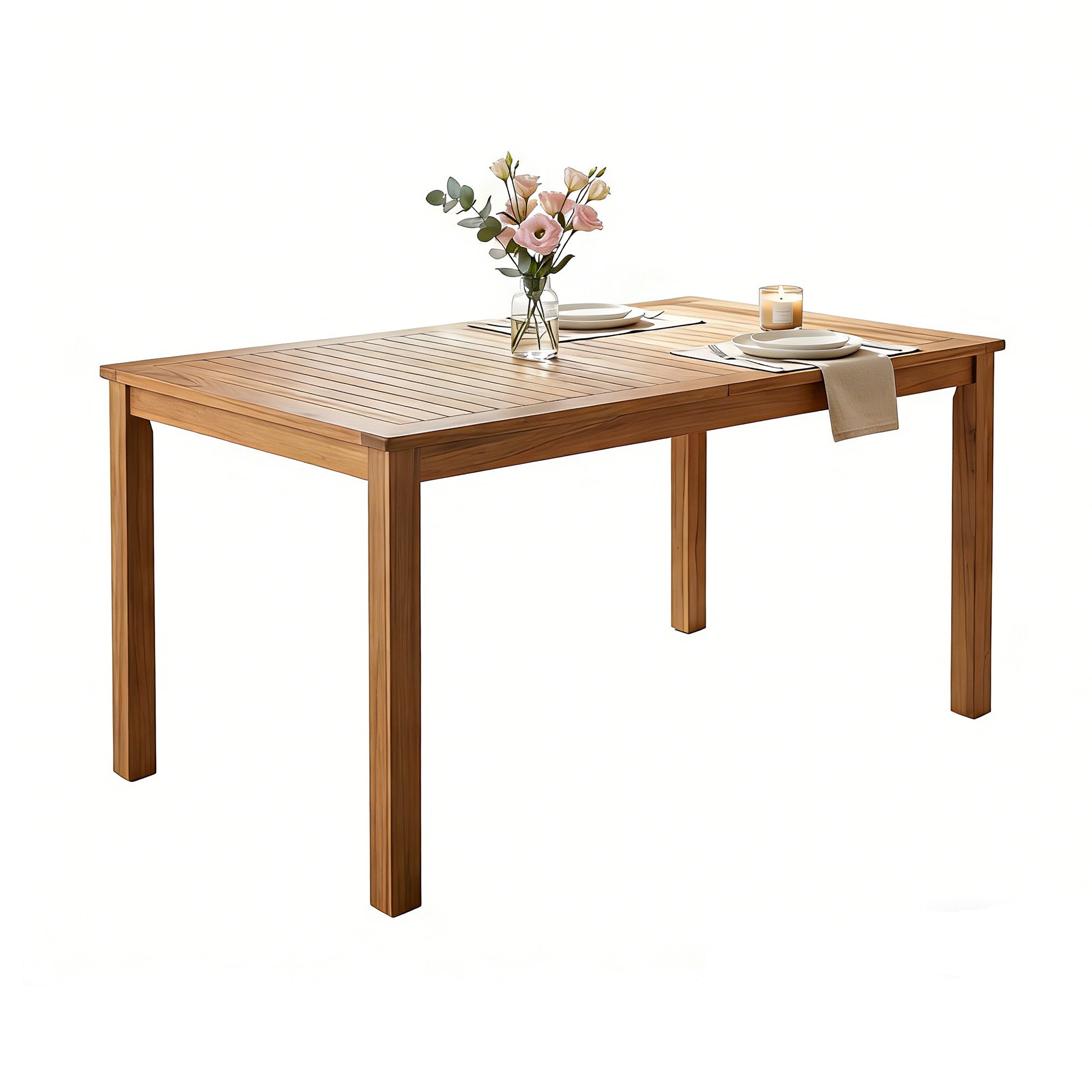 TOPMAX Patio Wooden Dining Table, 67"L Rectangular by HouseOfZazla