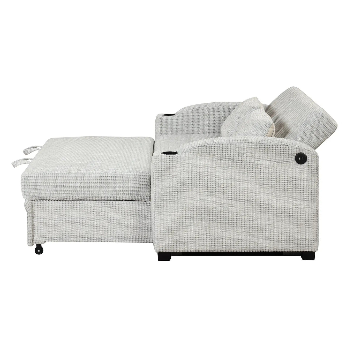 Pull Out Loveseat Sofa With Adjsutable Backrest, 2 Pillows, Cup Holders, USB Ports For Living Room by HouseOfZazla
