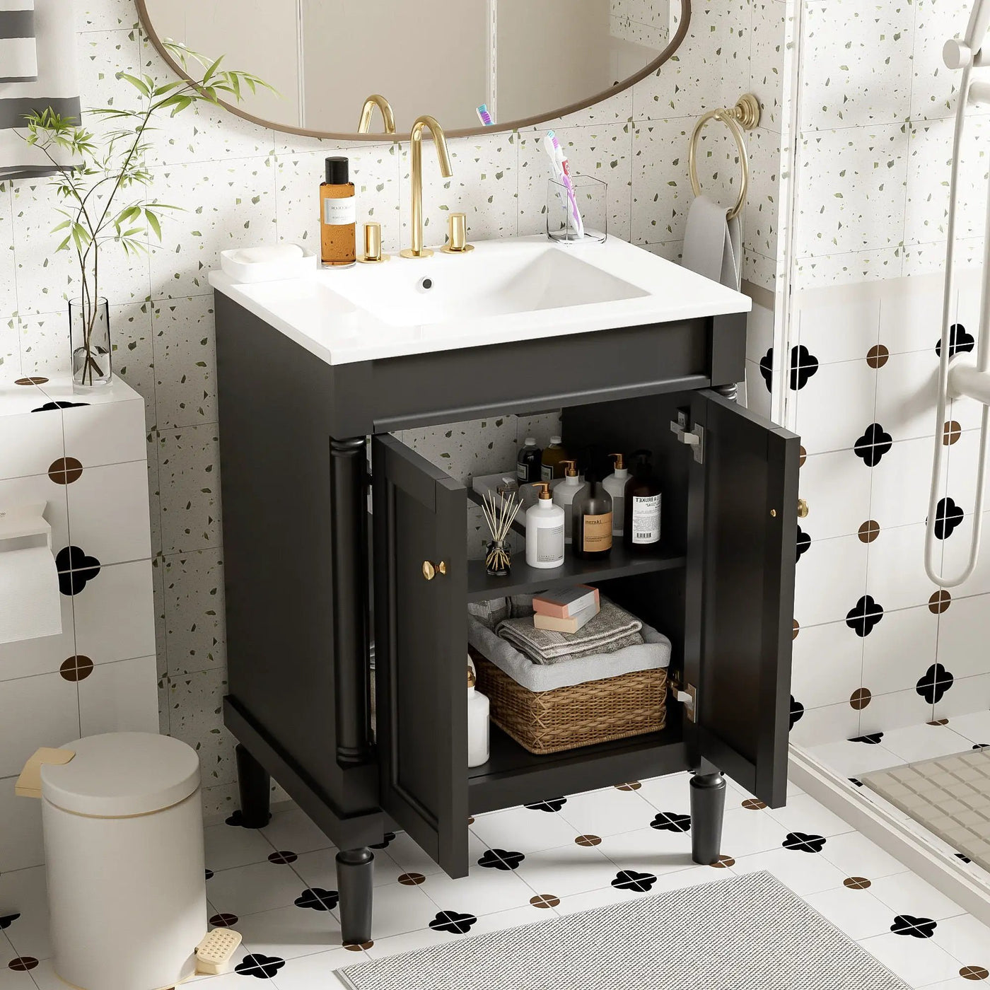 Bathroom Vanity With Top Sink, 2 Tier Storage Cabinet by HouseOfZazla