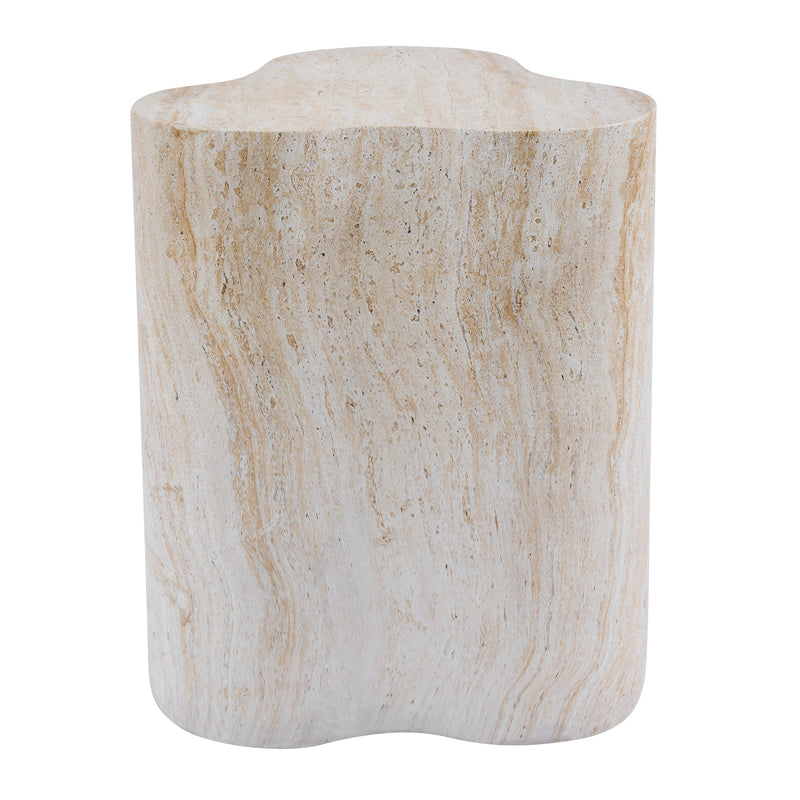 Organic Travertine-Look MGO Side Table with Weather Resistance - Neutral, photo 8 of 10