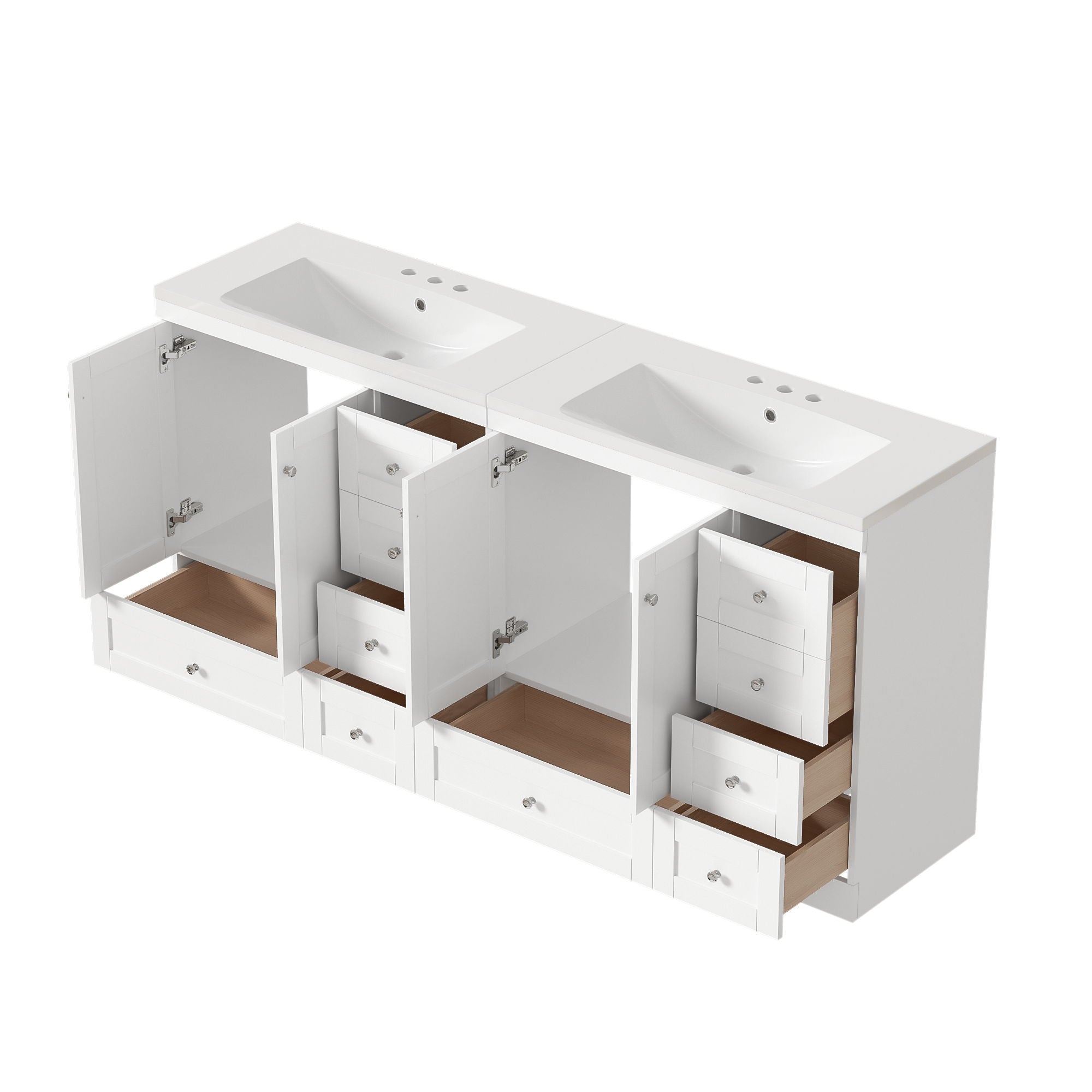 Shaker Free Standing Bathroom Vanity Cabinet & Sink, Soft Close Drawers, Soft Close Doors by HouseOfZazla