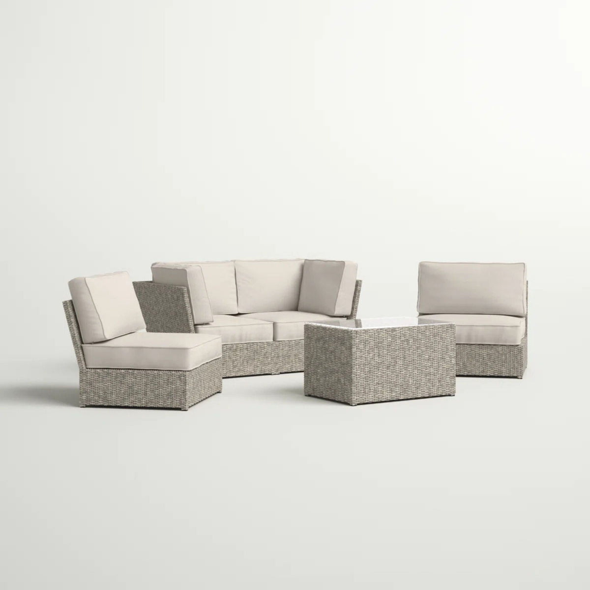 Modular Wicker Patio Seating Group with Cushions - Gray or Dark Brown, photo 7 of 33