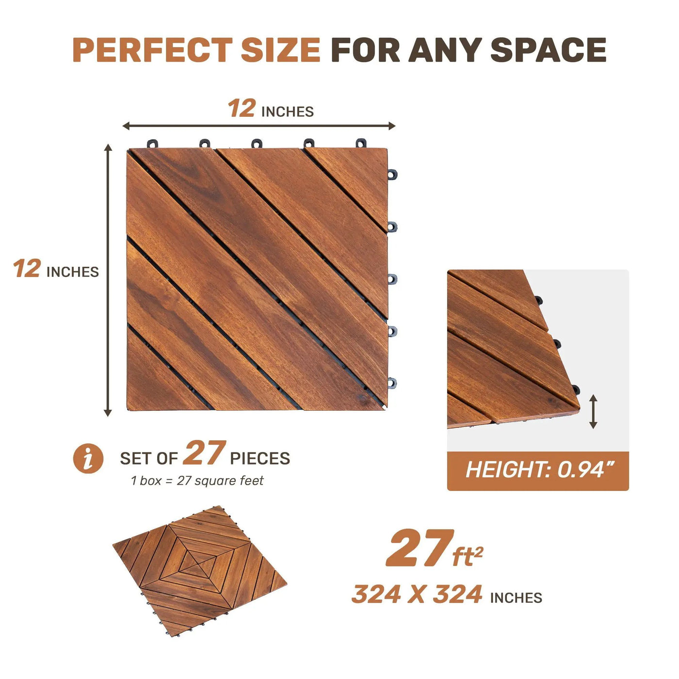 Interlocking Deck Tiles, Diagonal Pattern Outdoor Decking by HouseOfZazla