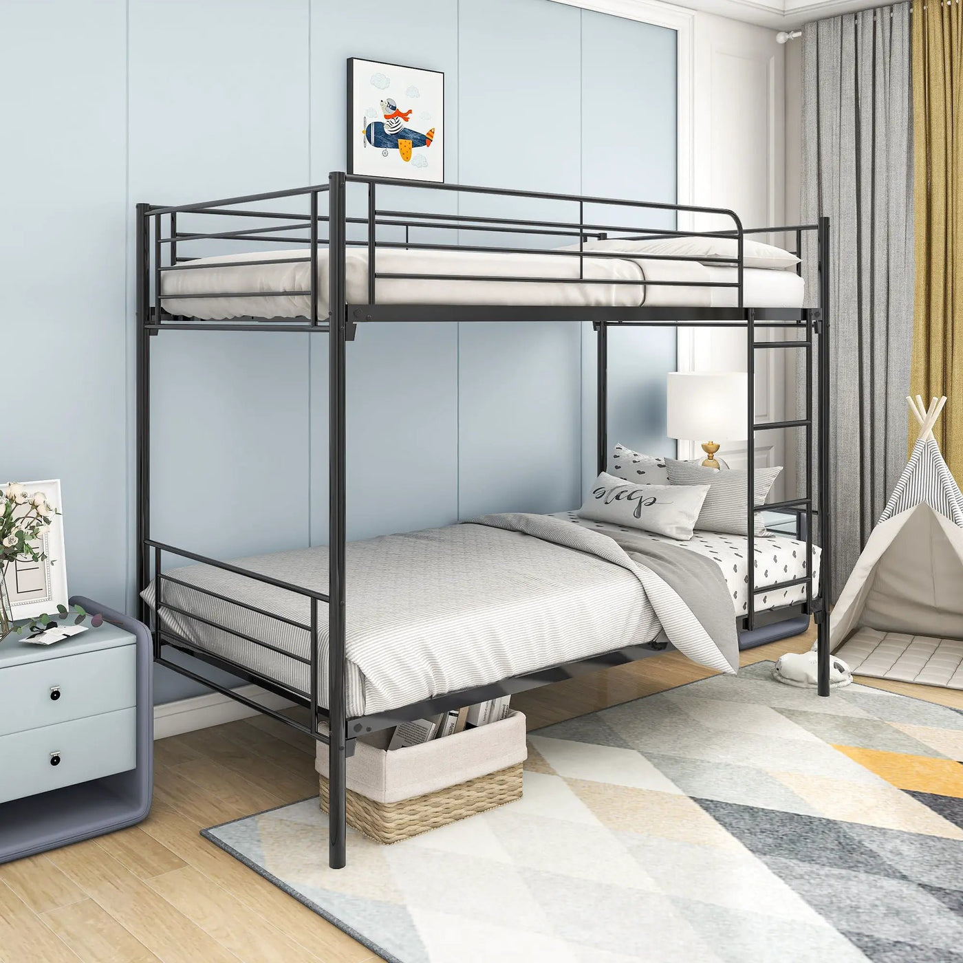 Space Saving Bunk Bed With Metal Frame And Ladder by HouseOfZazla