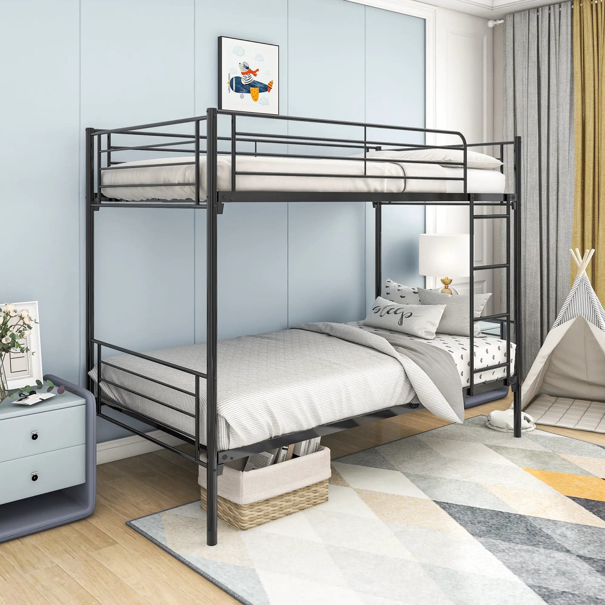 Space Saving Bunk Bed With Metal Frame And Ladder by HouseOfZazla