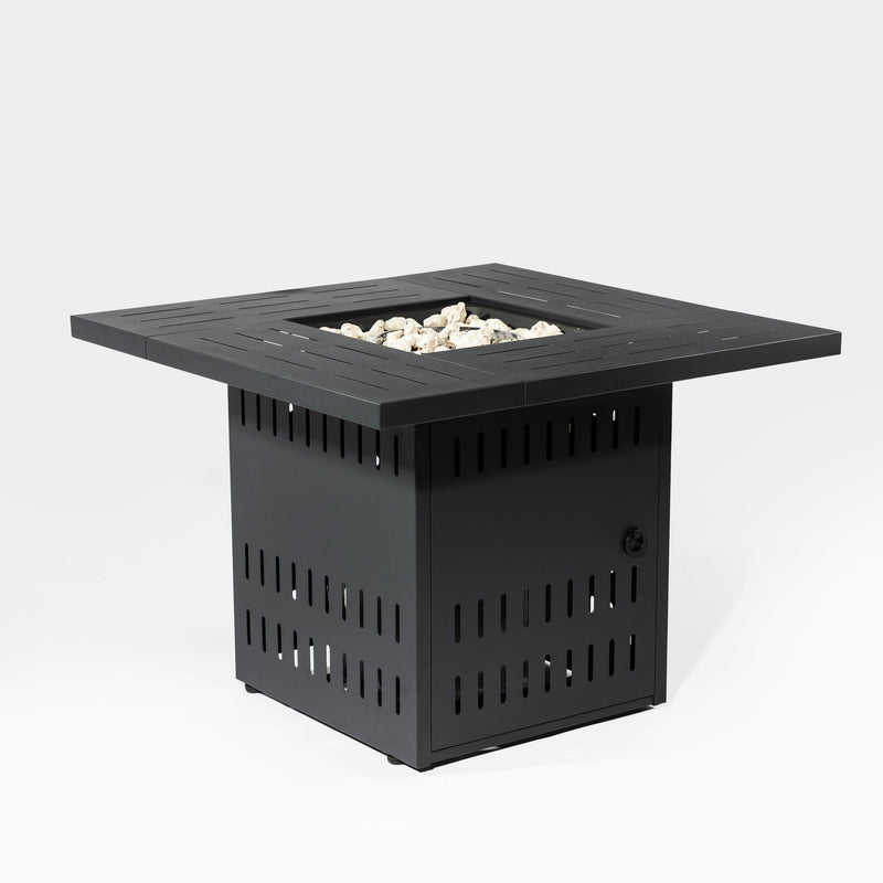 Propane Gas Fire Pit Table, 50000 Btu, Rectangular For Outside - Black by HouseOfZazla