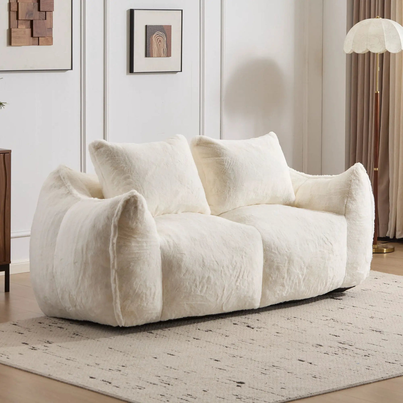 Giant Bean Bag Couch, Ultra Soft Fluffy Loveseat For Living Room by HouseOfZazla