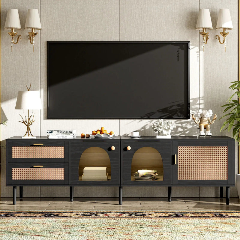 TV Stand With App-Controlled LED Lights, 2 Drawers & Door Storage by Unique Piece Furniture