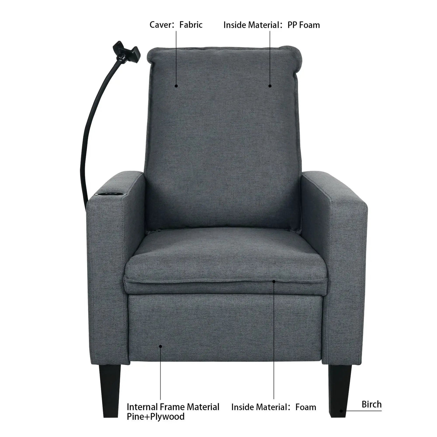Recliner Chairs For Adults, Adjustable Recliner Sofa With Mobile Phone Holder & Cup Holder, Modern Reclining Chairs Fabric Push Back Recliner Chairs For Living Room, Bedroom by HouseOfZazla
