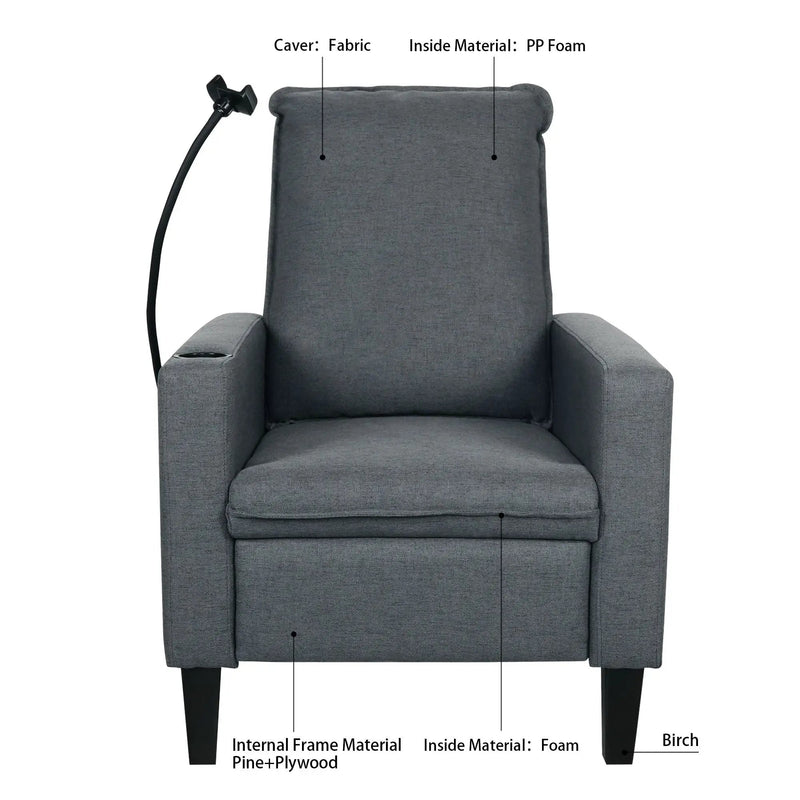 Recliner Chairs For Adults, Adjustable Recliner Sofa With Mobile Phone Holder & Cup Holder, Modern Reclining Chairs Fabric Push Back Recliner Chairs For Living Room, Bedroom by HouseOfZazla