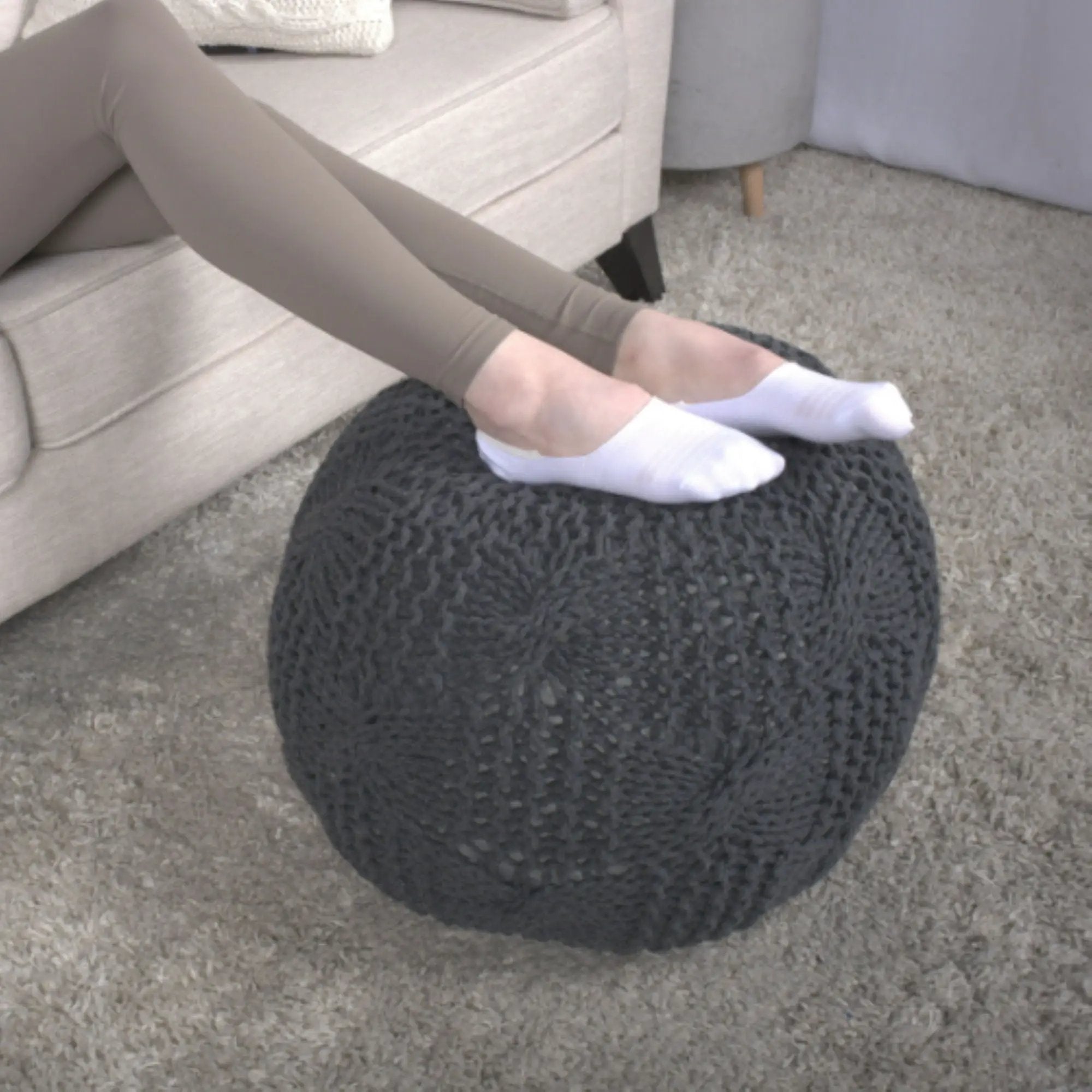 Bordeaux - Knitted Round Pouf by Unique Piece Furniture