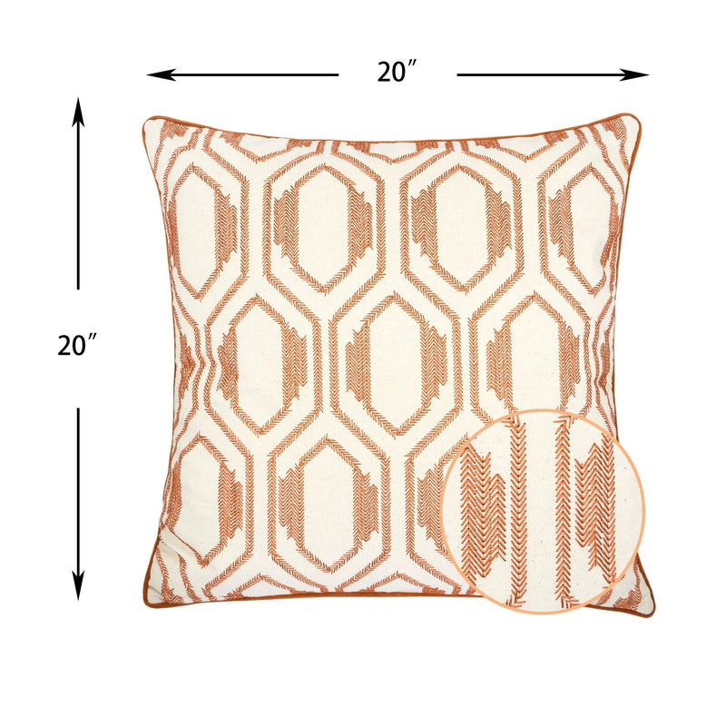 Geometric Embroidered Throw Pillow - Rust by Unique Piece Furniture