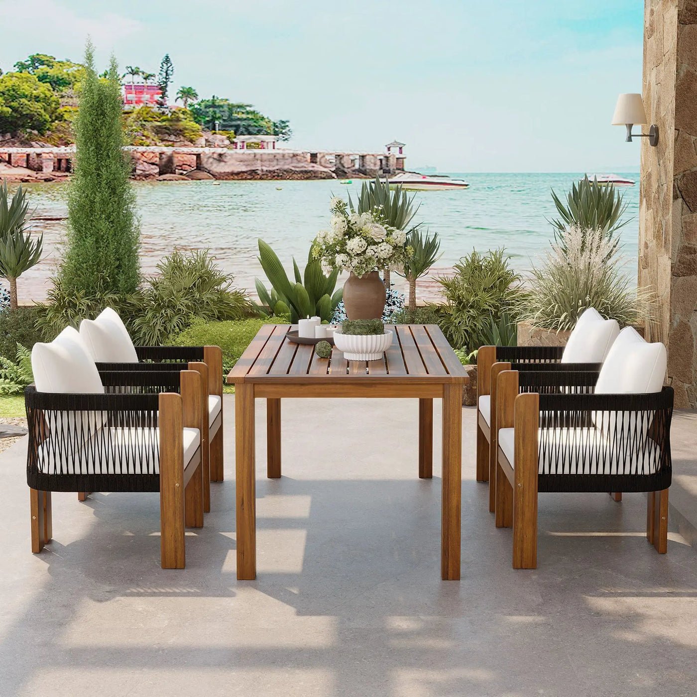 U_STYLE Luxury 5-Piece Outdoor Patio Dining Set for 4 by HouseOfZazla
