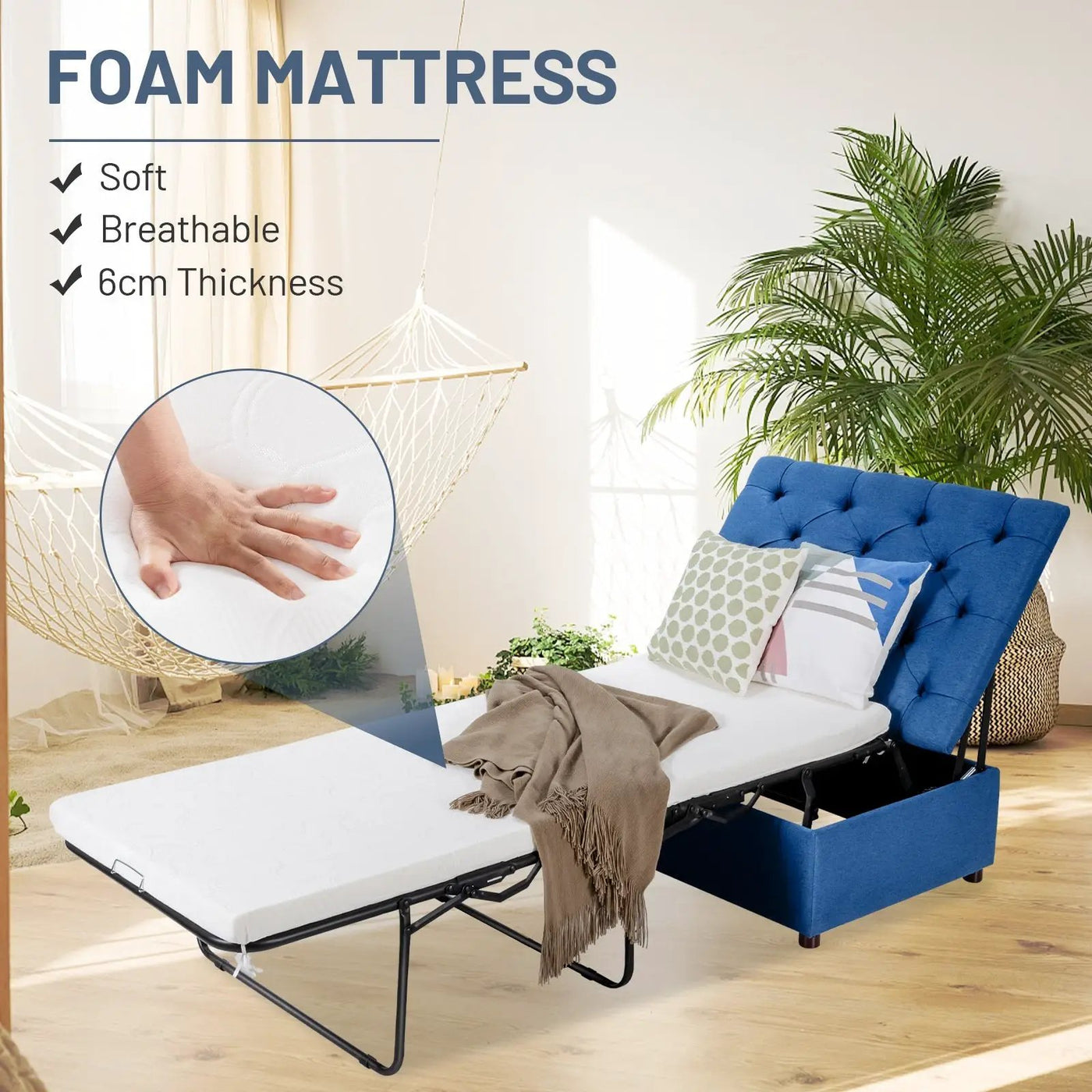 Folding Ottoman Sleeper Bed with Mattress for Guest Bed and Office Nap by DirectDeals