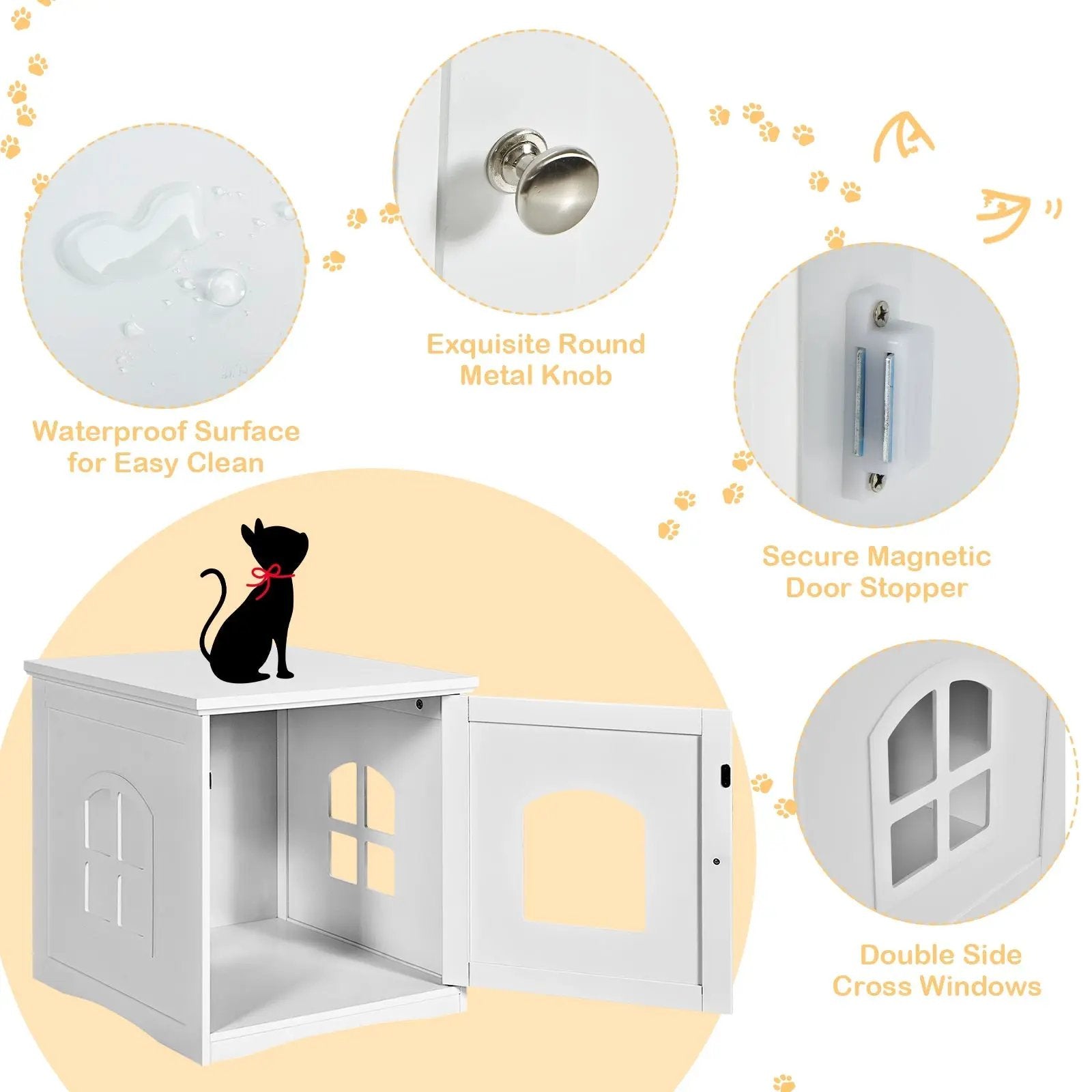 Side Table Nightstand Decorative Cat House by DirectDeals