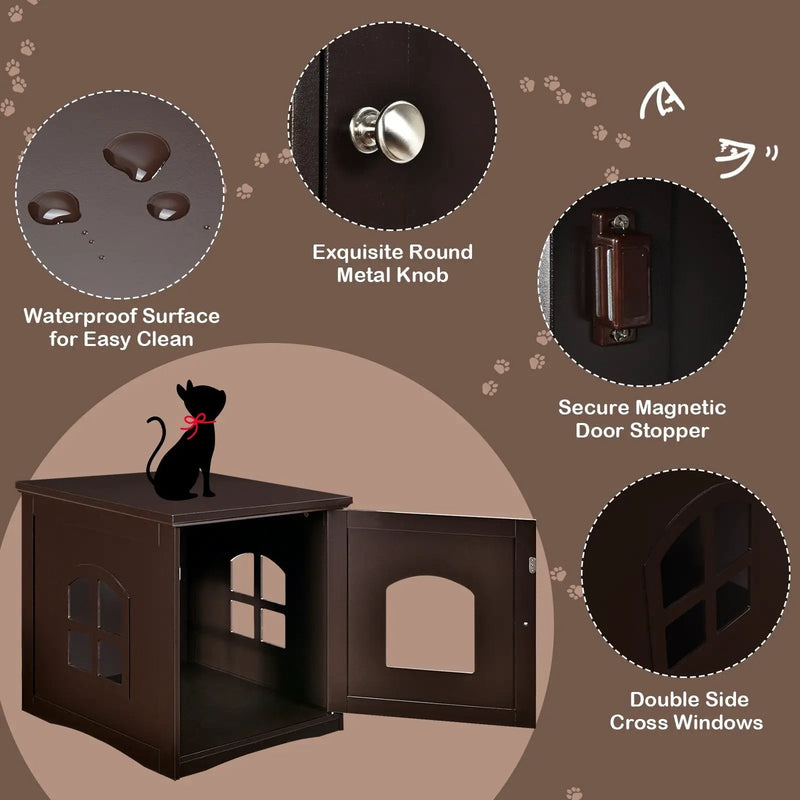 Side Table Nightstand Decorative Cat House by DirectDeals