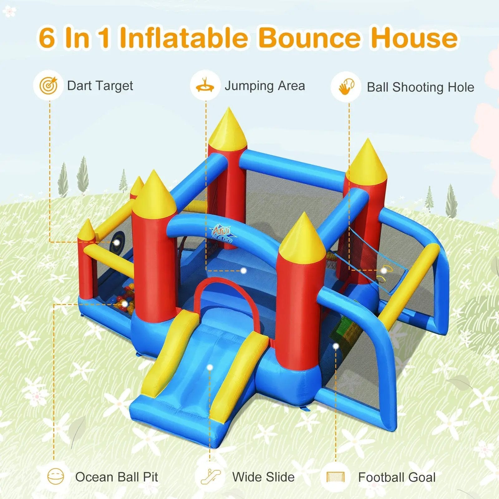 Inflatable Soccer Goal Ball Pit Bounce House Without Blower by DirectDeals