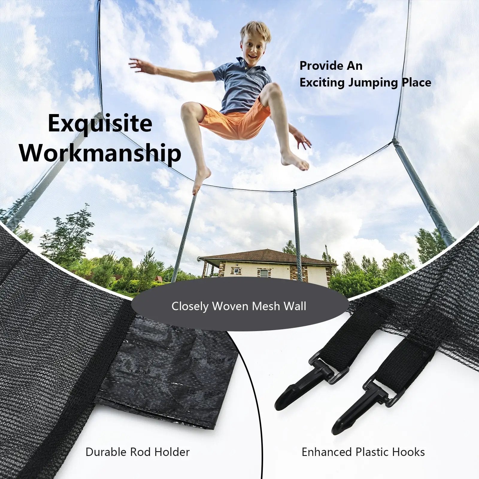 8 Feet Trampoline Safety Replacement Protection Enclosure Net by DirectDeals
