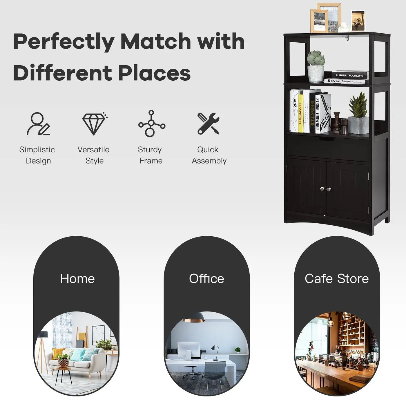 Bathroom Storage Cabinet with Drawer and Shelf Floor Cabinet by DirectDeals