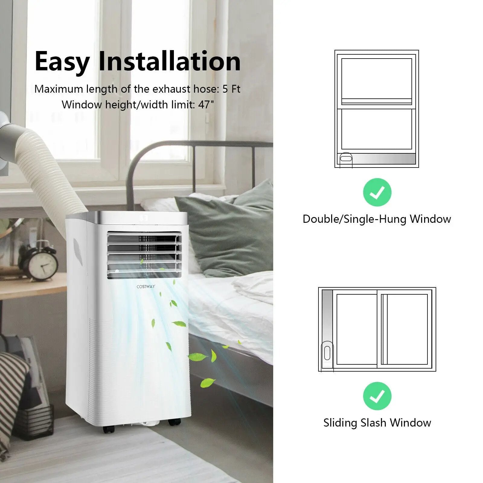 8000 BTU 3-in-1 Portable Air Conditioner with Remote Control-White by DirectDeals
