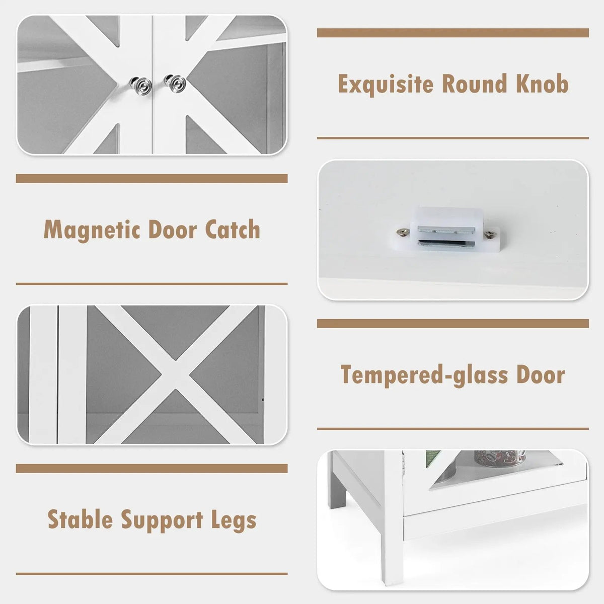 Freestanding Kitchen Buffet Cabinet with Glass Doors and Adjustable Shelf by DirectDeals