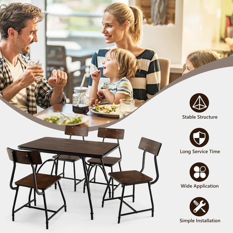 43 x 27.5 Inch Industrial Style Dining Table with Adjustable Feet-Rustic Brown by DirectDeals