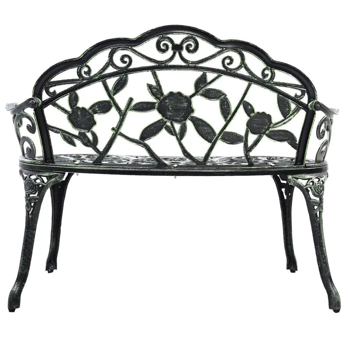 Outdoor Cast Aluminum Patio Bench Antique Rose by DirectDeals
