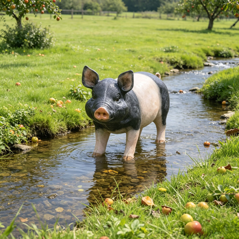 Garden Pig Statues Outdoor Decor with Realistic Hand-Painted Finish - Resin, photo 7 of 10