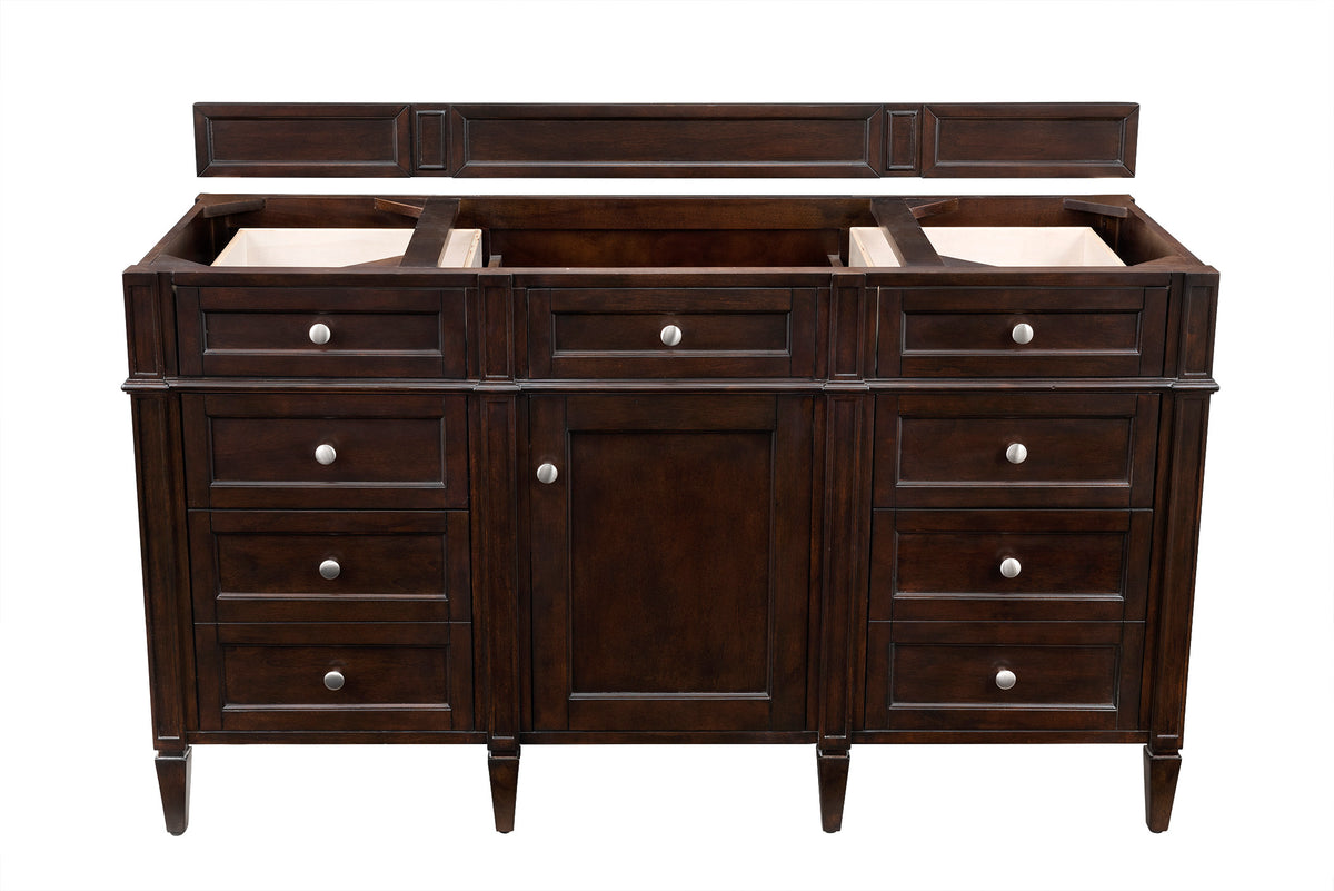 James Martin Brittany 60" Single Bathroom Vanity, Burnished Mahogany, cabinet without a countertop