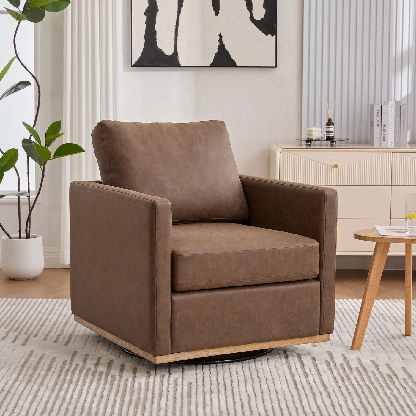 Modern Upholstered Square Swivel Accent Chair With 360 Degree Rotation by HouseOfZazla