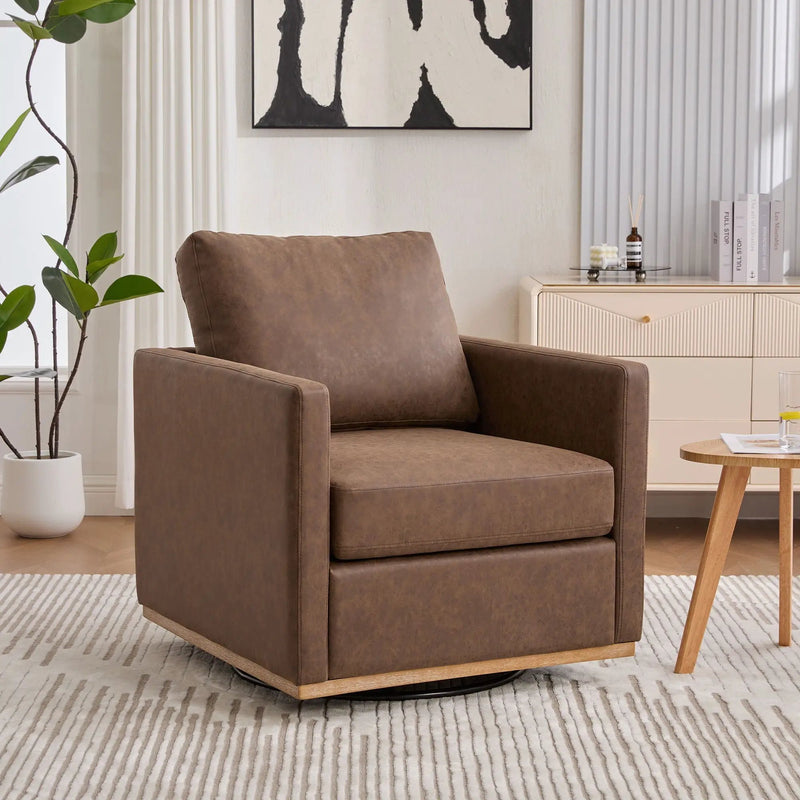 Modern Upholstered Square Swivel Accent Chair With 360 Degree Rotation by HouseOfZazla