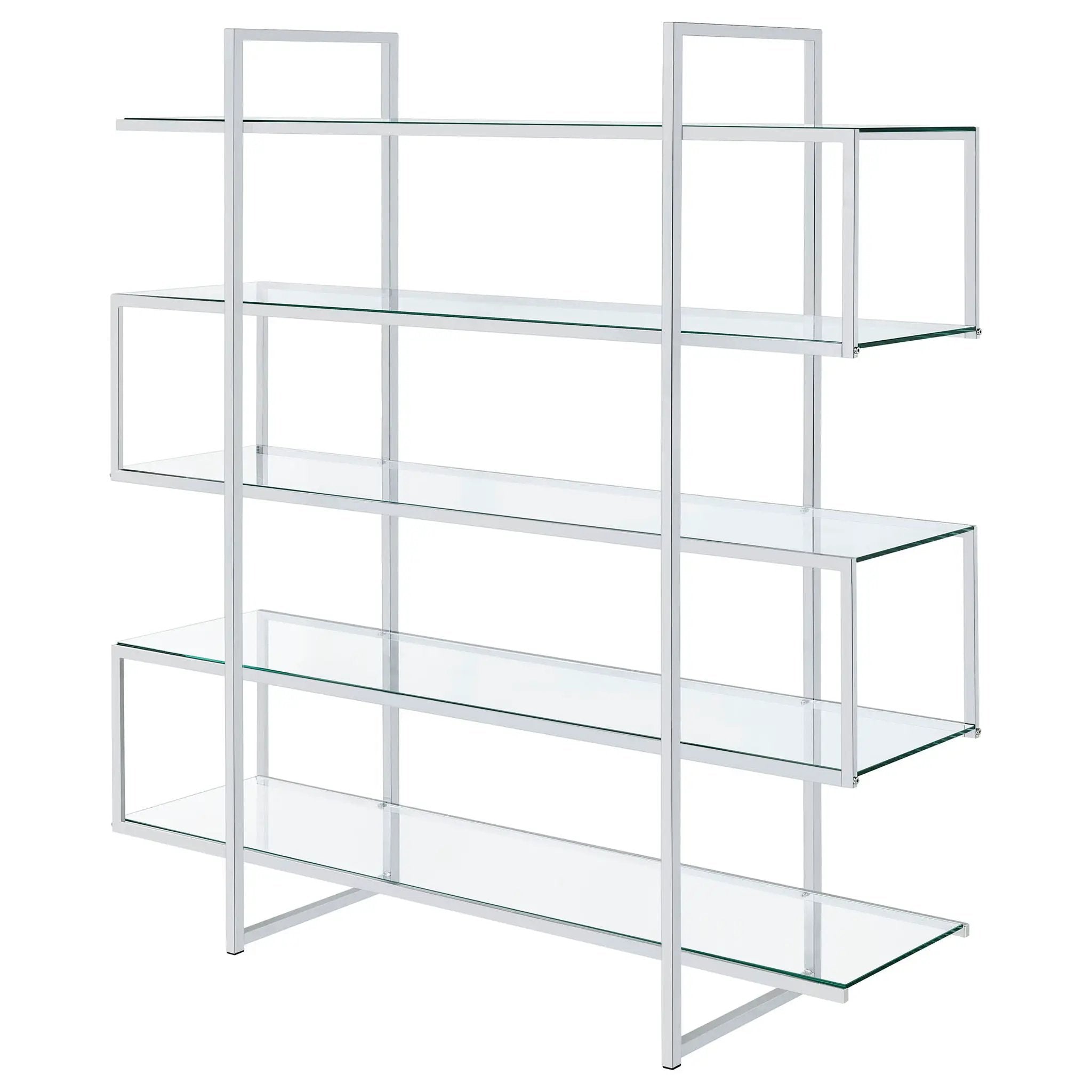 Elmer 63-inch 5-shelf Bookshelf Clear and Chrome by Unique Piece Furniture