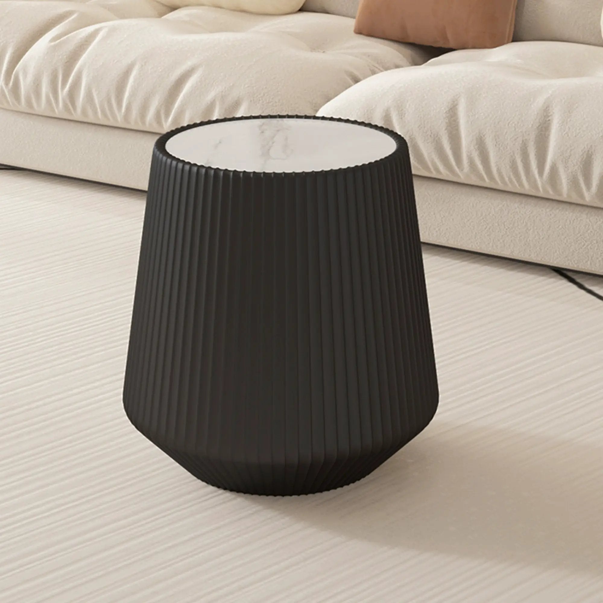 Light Sintered Stone Top Cup Shape Leather Coffee Table by HouseOfZazla