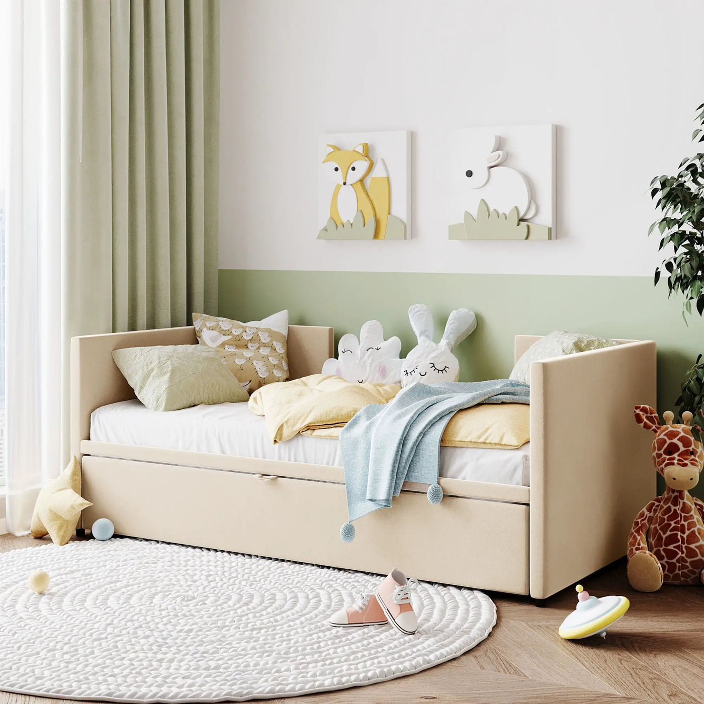 Twin Size Upholstered Daybed With Pop Up Trundle by HouseOfZazla
