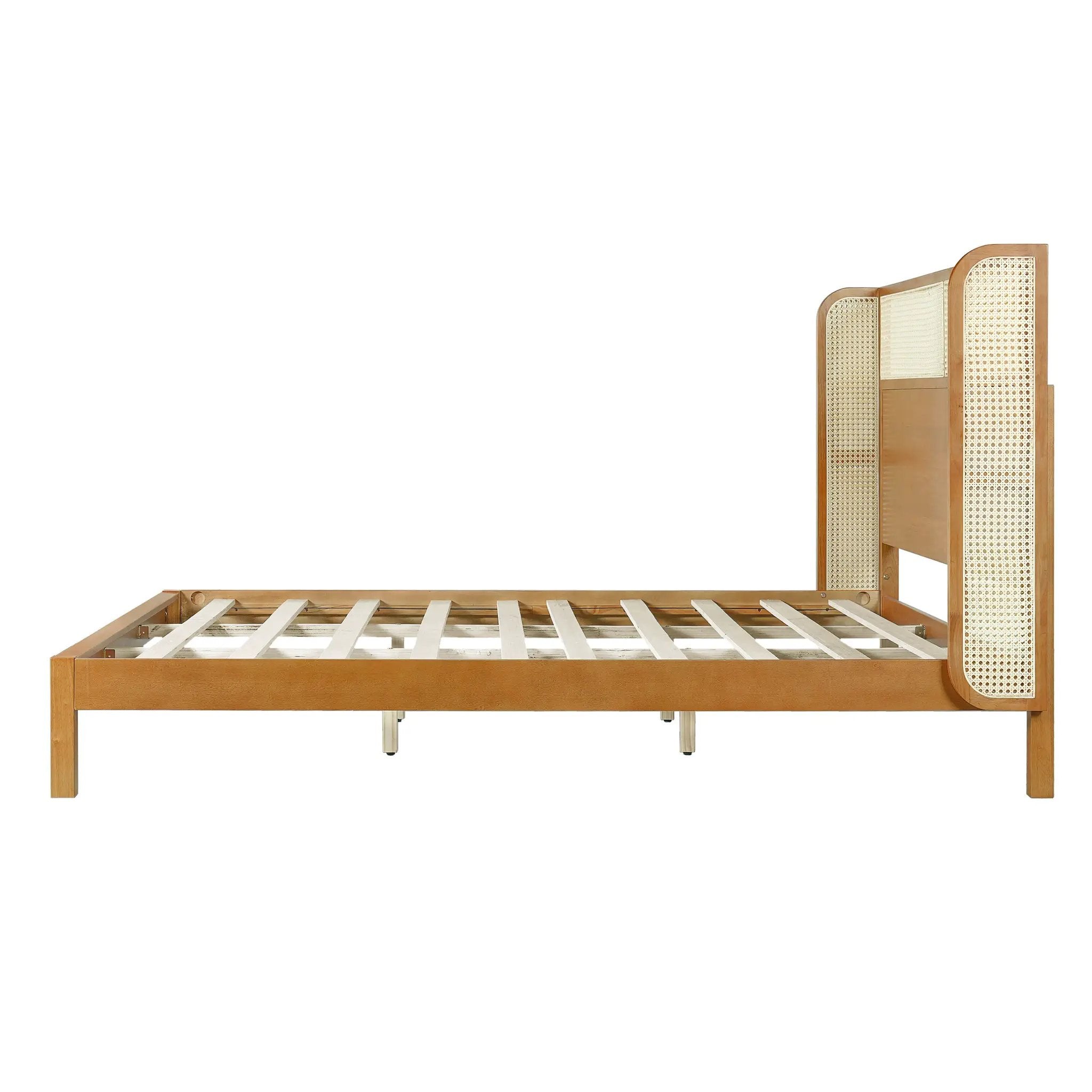 Premium Rubber Wood Platform Bed Frame with Headboard by HouseOfZazla