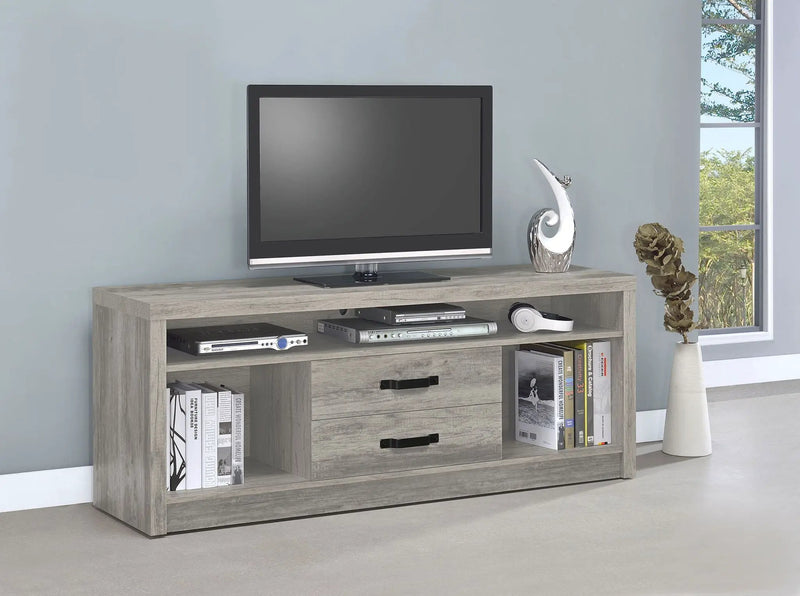 Burke 2-drawer Engineered Wood 59-inch TV Stand Grey Driftwood by Unique Piece Furniture