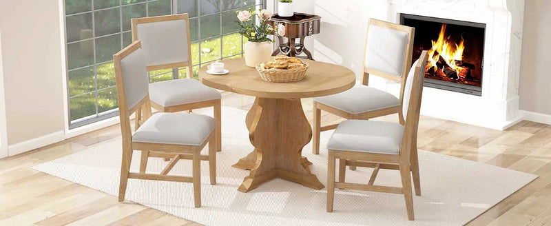 TREXM Farmhouse 5-Piece Dining Table Set by HouseOfZazla