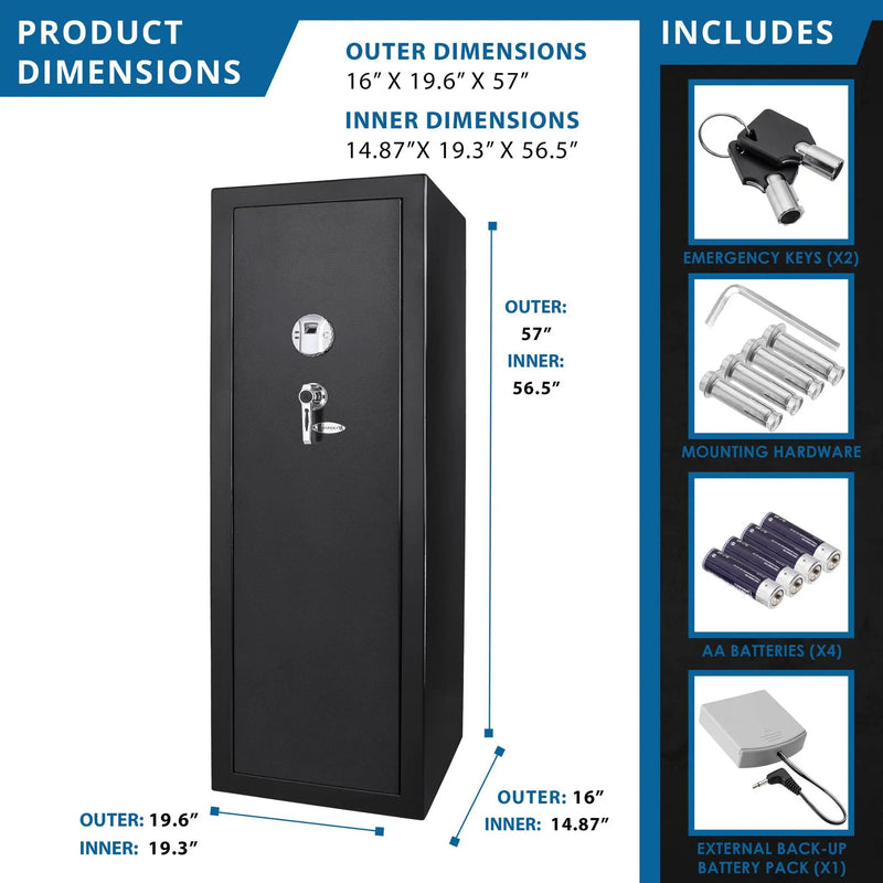 9.33 Cubic Ft Tall Biometric Rifle Safe - Black by HouseOfZazla