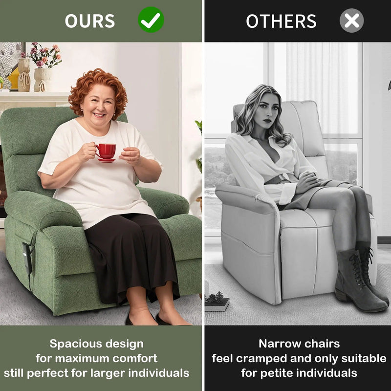 Oversized Power Lift Recliner Chai With Remote Control, Side Pocket, Spacious Seat by Unique Piece Furniture