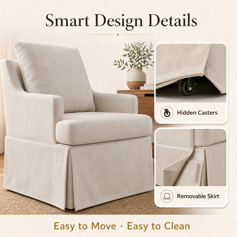 Upholstered Dining Chair with Casters - Modern Fabric, 1 Piece, photo 8 of 9